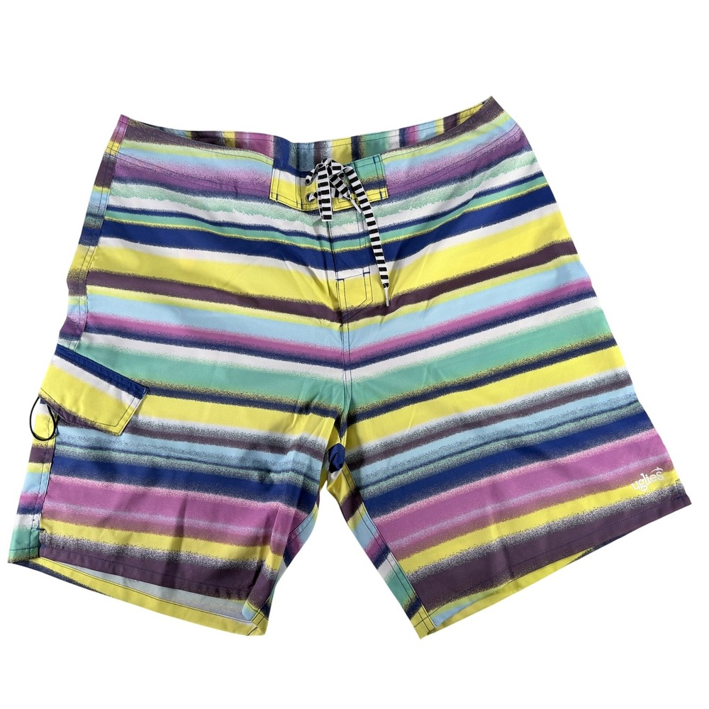 Dolfin Uglies Board Shorts‎ Mens XXL Multi Color Striped Swim Trunks NWT